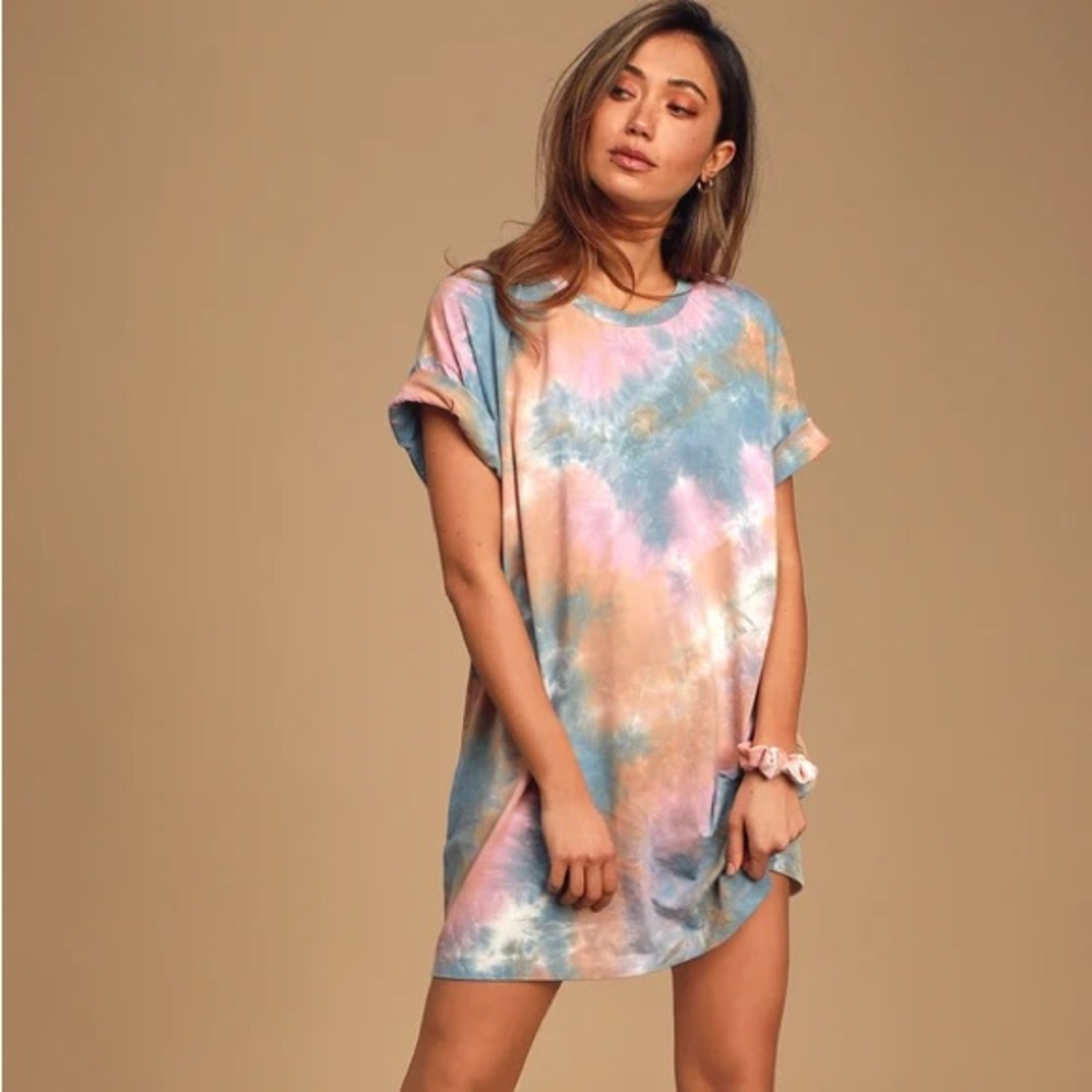 Just Relax Blue Multi Tie-Dye Shirt Dress